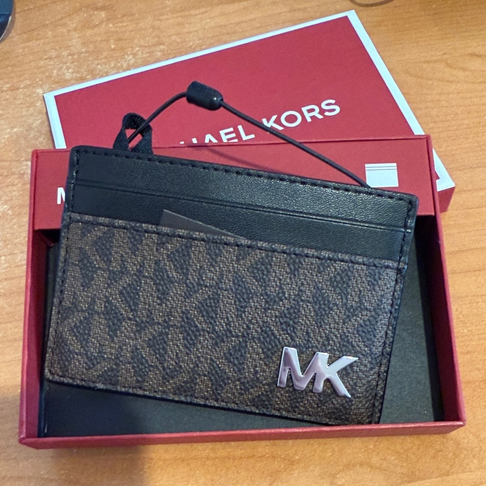 Michael Kors Brown & Black MK Signature Card Holder